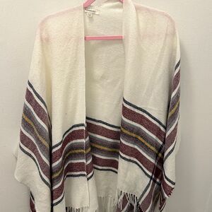 Francesca's Collections White and Pink Shawl